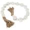 44" White Marble & Brown Jute Handmade Orb Beaded Garland with Tassel